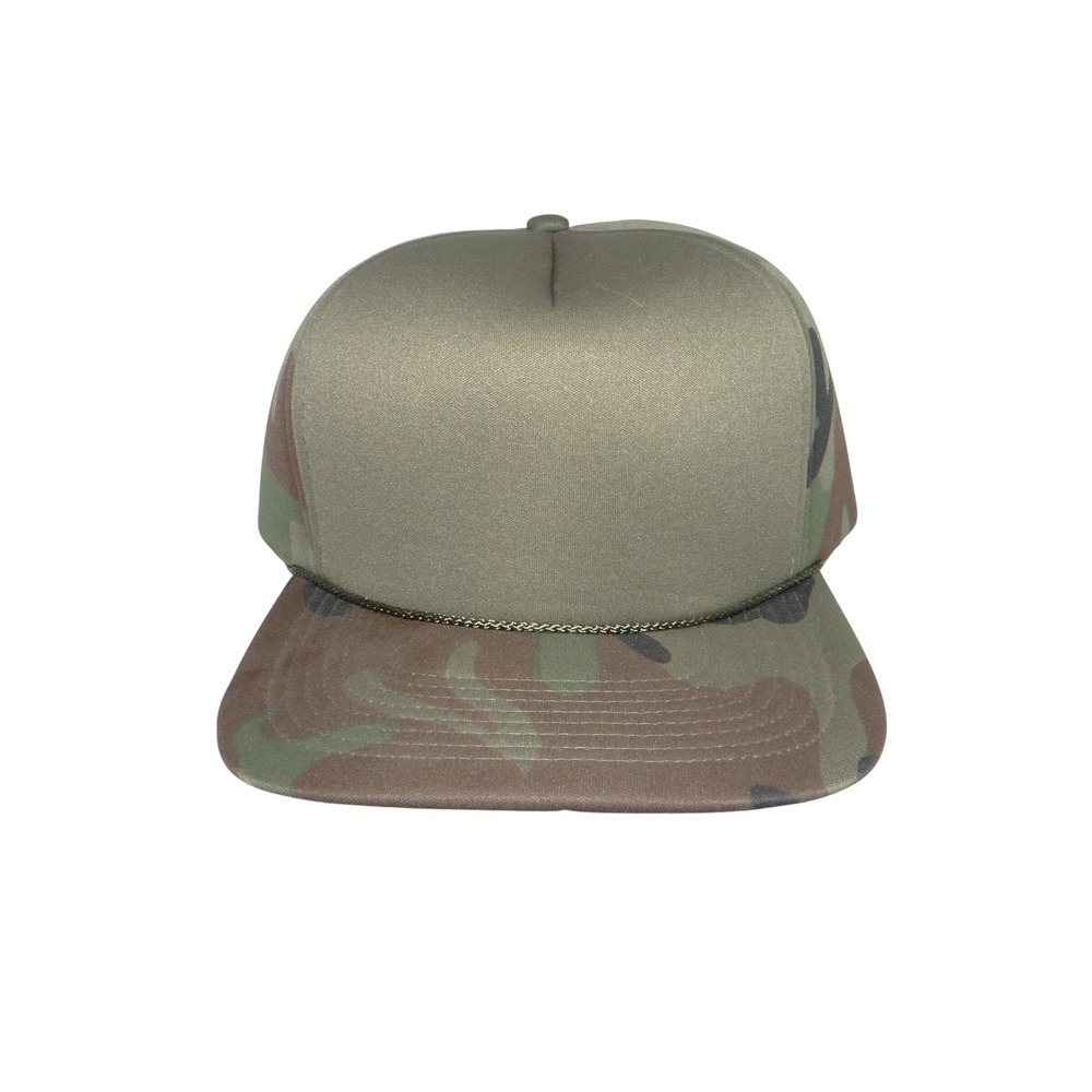 Vintage San Sun Woodland Camo Trucker Hat Snapback Rope Flat Bill Mens Cap 4167